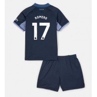 Camisa de Futebol Tottenham Hotspur Cristian Romero #17 Equipamento Secundário Infantil 2023-24 Manga Curta (+ Calças curtas)